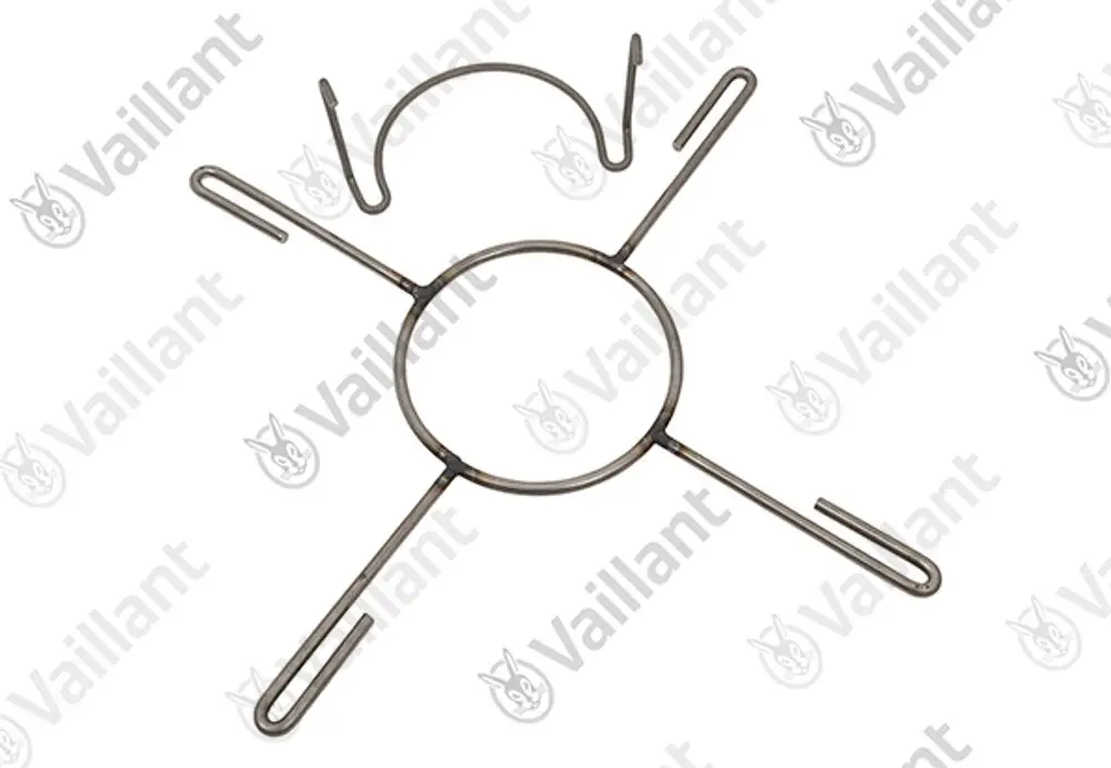 Befestigungskreuz aus Metall mit mehreren Halterungen, geeignet für den Einsatz in Vaillant Brennwertsystemen.